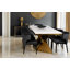 Sharan Modern Rectangular Marble Dining Table Set with Sculptural Base and 8 Woven Chairs – 9-Piece Contemporary Dining Room Set-663793924