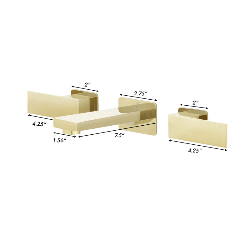 Wall Mounted Bathroom Faucet with Drain Assembly, Polished Gold