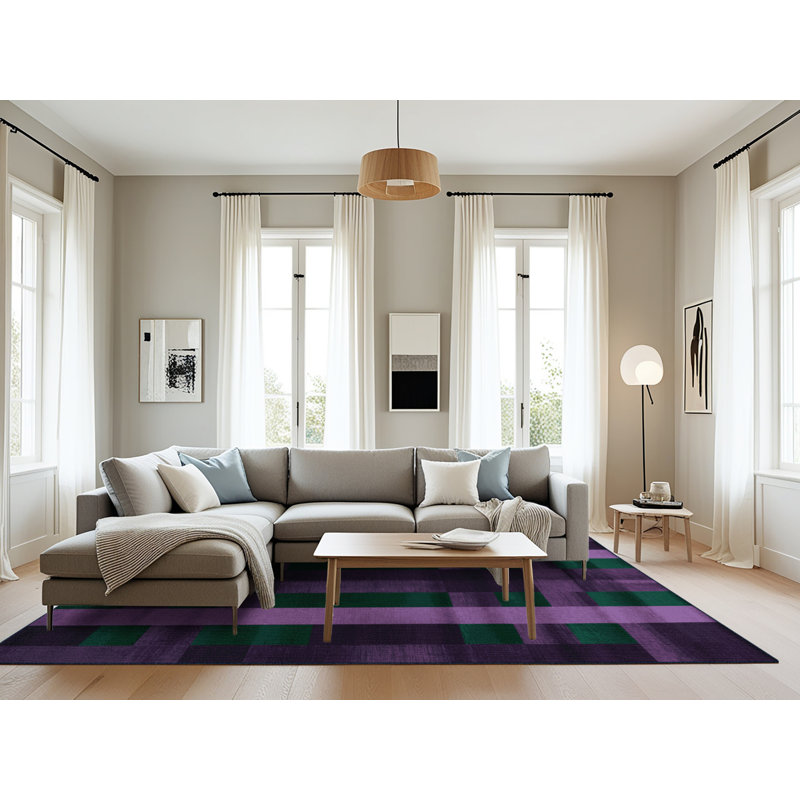Tapis mauve lavable à la machine, Rectangulaire 8 pi x 12 pi