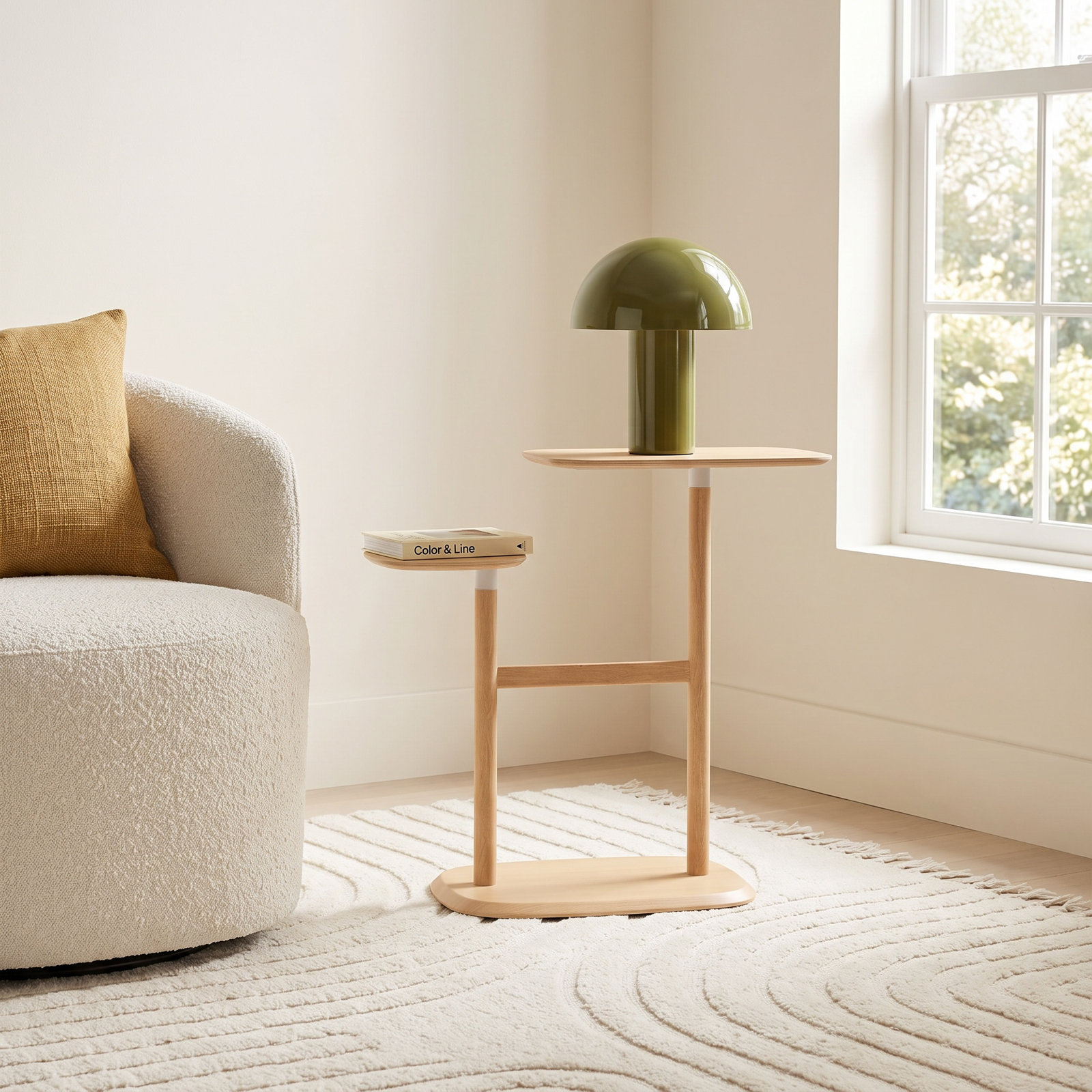 Swivo Solid Wood End Table, Natural