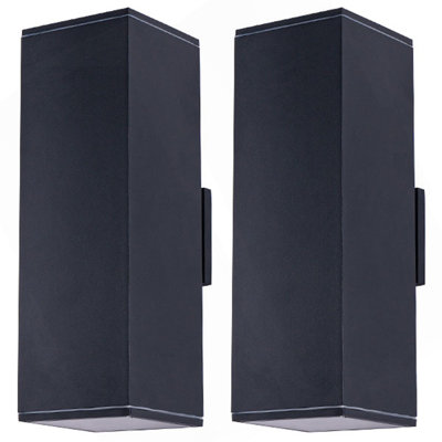 18In Modern Outdoor Porch Light Patio Light In 2 Lights With Aluminum Rectangular Tube And Tempered Glass Cover Waterproof Wall Sconce 2 Pack (Matte Black)(No Bulb)