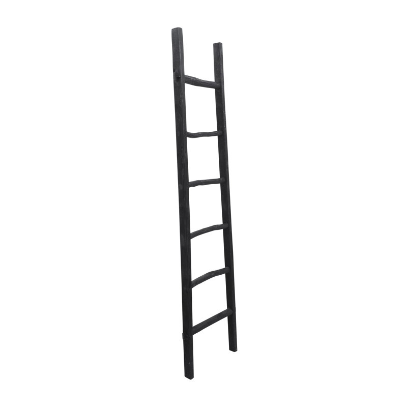Rustic 6ft Tall Blanket Ladder, Decorative Freestanding Ladder For Storage - 19" x 2" x 76", Black