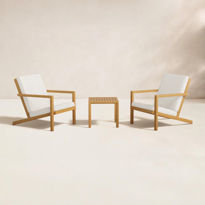 Aubrieana 2-Person Acacia Wood Seating Group with Cushions