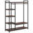 47.24" Rustic Brown Free-Standing Closet Organizer With 6 Storage Shelves And Hanging Bar, Large Standing Clothes Garment Rack