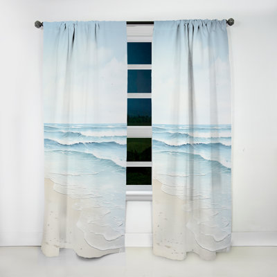 Beach Photo Tranquil Waters I - Nautical Velvet Curtain - Room Darkening - 1 Panel