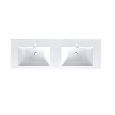 60" White Integrated Resin Sink For Double-sink Vanities