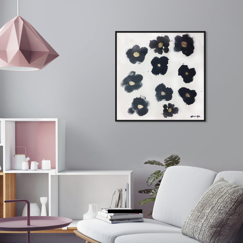Coco's Gold Camellias - Graphic Art, 24" H x 24" W, Black Framed, No Mat