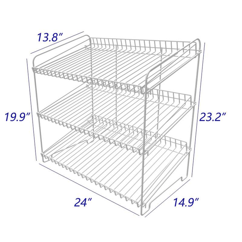 Poillucci 24" W X 14.9" D X 23.2" H 3-Open-Shelf Wire Rack for Countertop Chips Snack Book Display Organizer, white