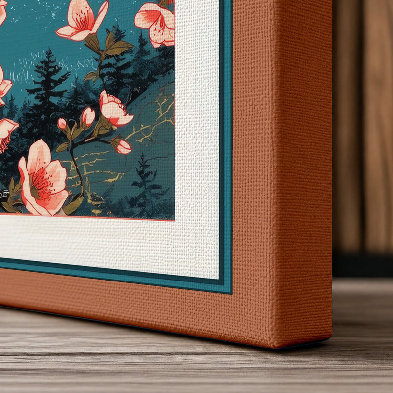 Blossoms Over Water Botanical - Wrapped Canvas, 24x16 - 61.0 x 40.6 cm, Terracotta Border
