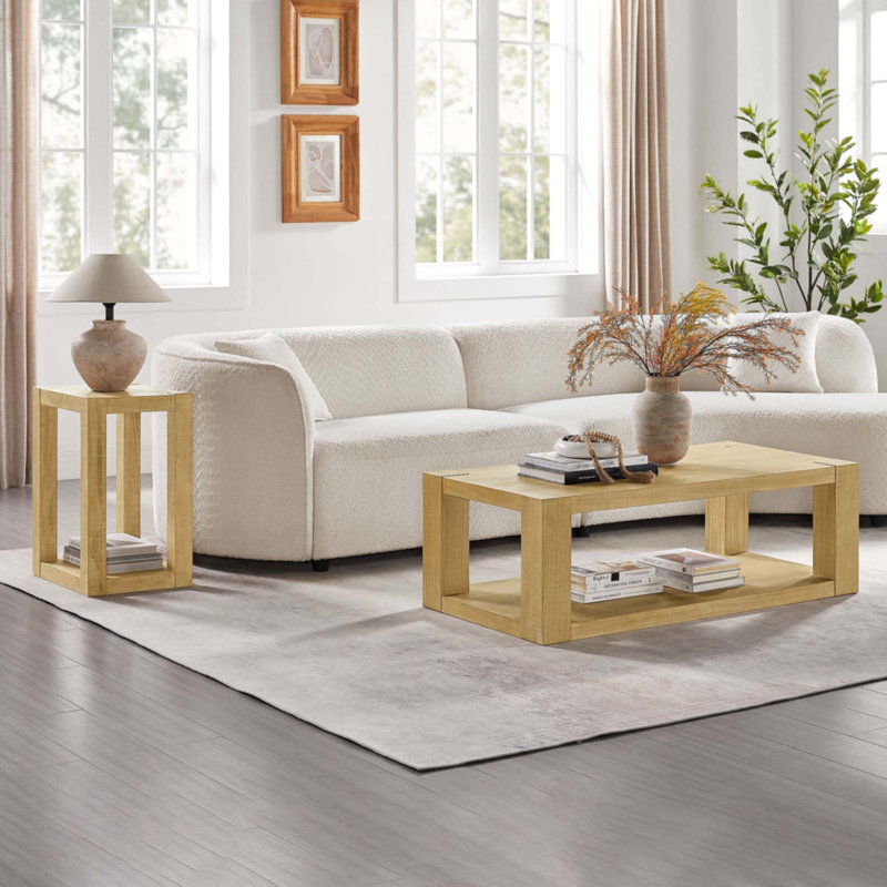 2-Piece Modern 2 Tier Rectangle Coffee Table Set