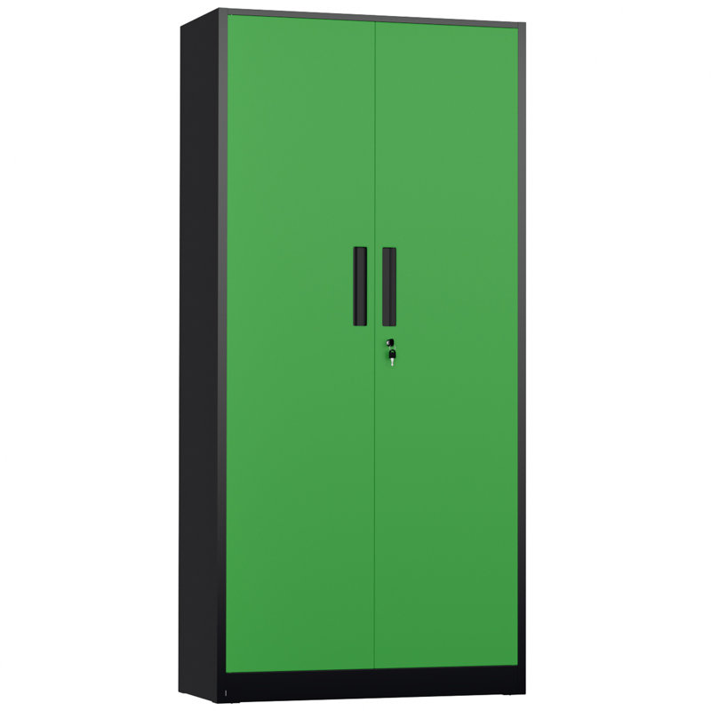 Armoires de rangement en acier à 5 tablettes avec serrure Lakenzie (H 72 po x l 32 po x P 16 po), Noir/vert