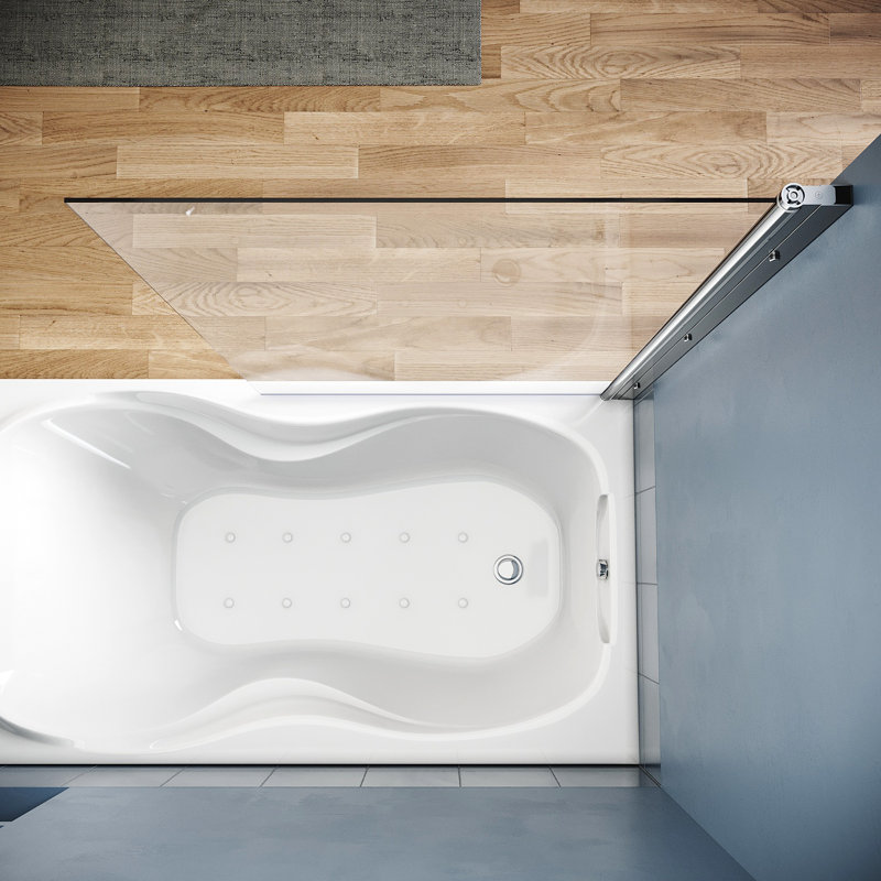 80*140*0.6cm, Easily installed tempered glass bathtub folding screen, Silver