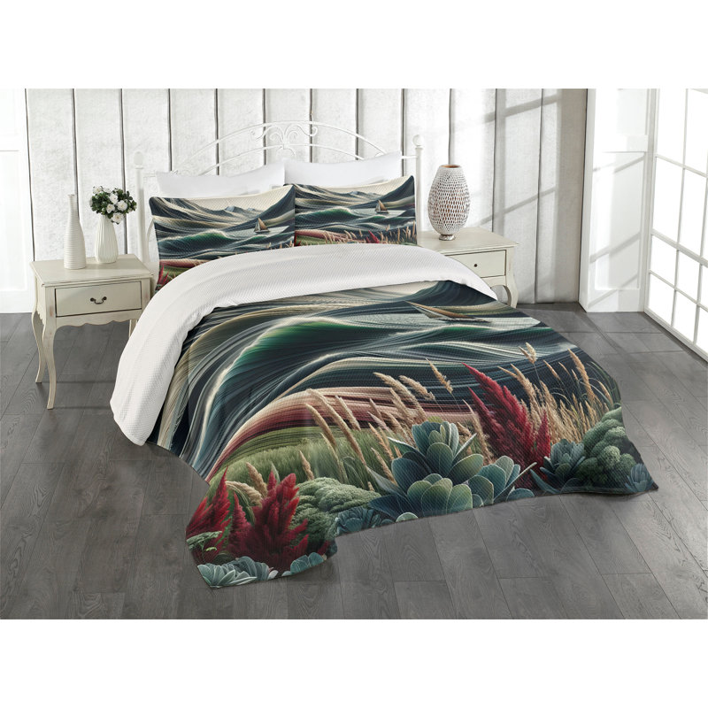 Polyester Floral Coverlet, Queen Coverlet + 2 Standard Shams
