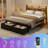 Queen Bed Frame with 2 Fabric Drawers and Open Storage Headboard, Adjustable LED Light and Charging Station, No Box Spring Needed-1105129903-1080243164-1099755934