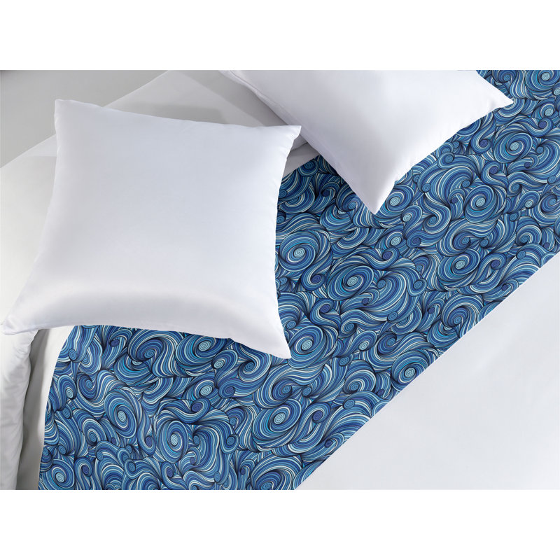 Chemin de lit Ambesonne East Zentangle Exotique bleu pâle bleu marine, Très grand lit