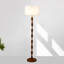 Blanc + or + tissu brun-noix + fer + lampes sur pied de forme libre en bois massif-118438967