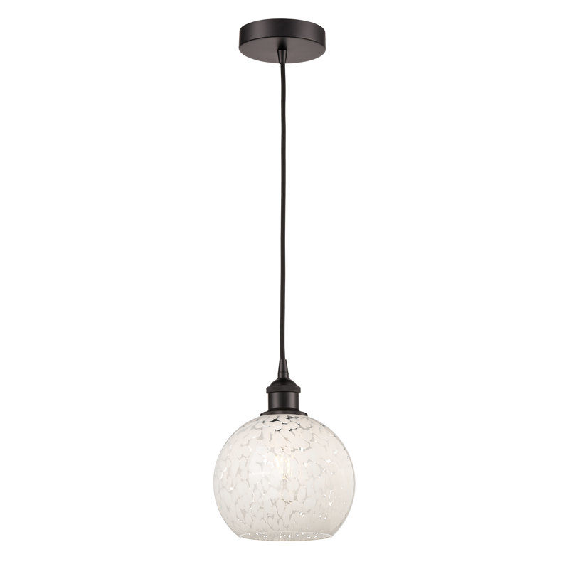 Mini-luminaire suspendu à cordon 1 lumière Edison White Mouchette 6 po-616-G1216, H 10 po x l 8 po x P 8 po, Bronze huilé