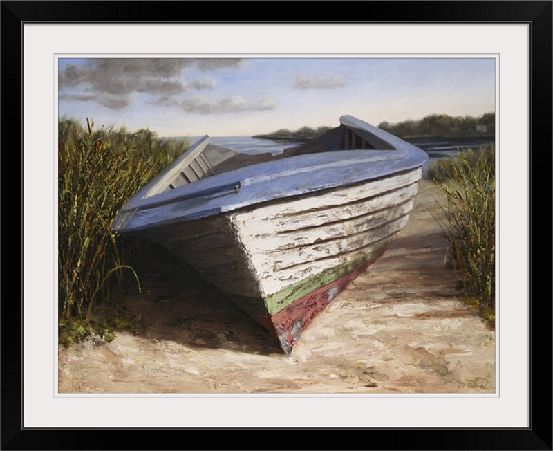 « montauk skiff », reproduction d’art Karl Soderlund, Cadre noir, H 20 po x l 24 po x P 1 po