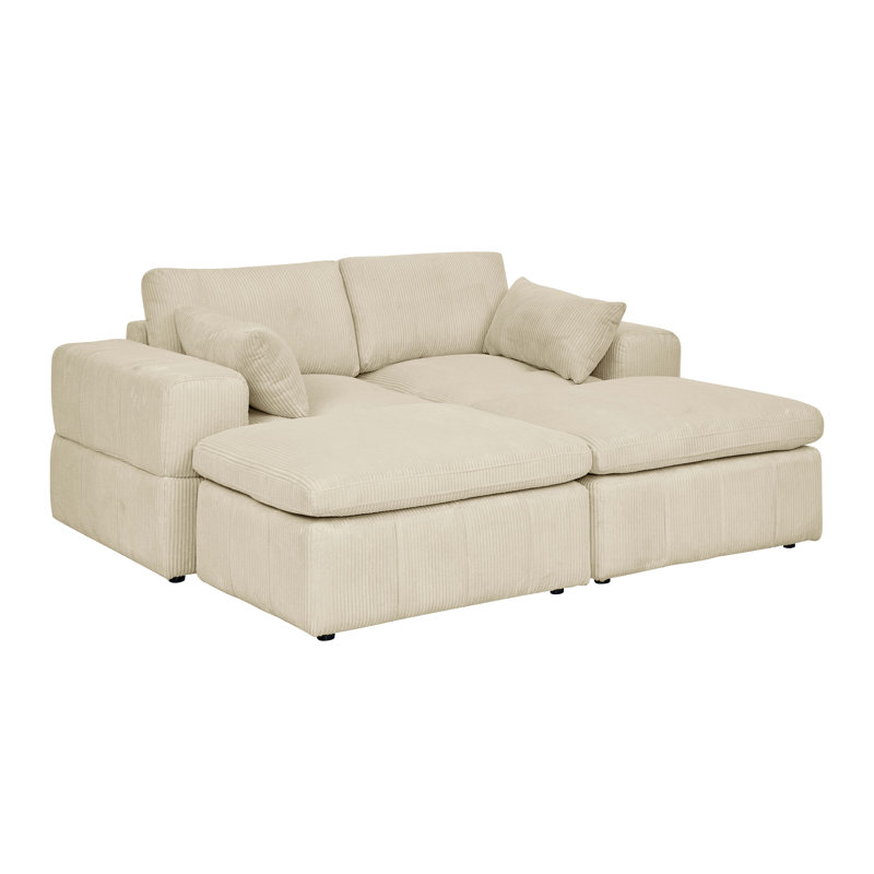 Perthfoybairns Corduroy Modular Sectional, Beige Corduroy