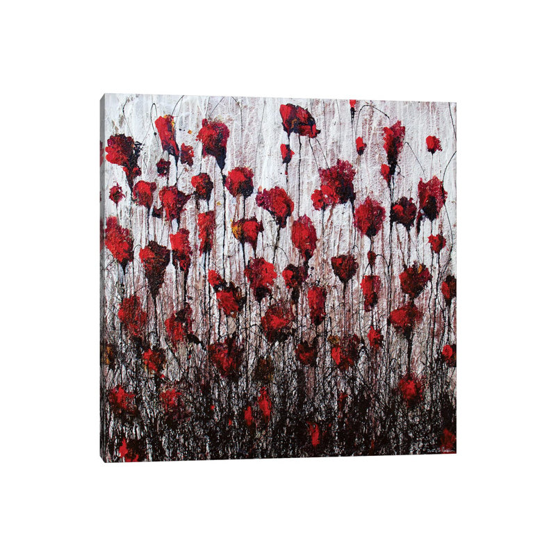 Poppies In Love by Donatella Marraoni - Painting on Canvas, 45.72 cm H x 45.72 cm W x 1.91 cm D, Wrapped Canvas