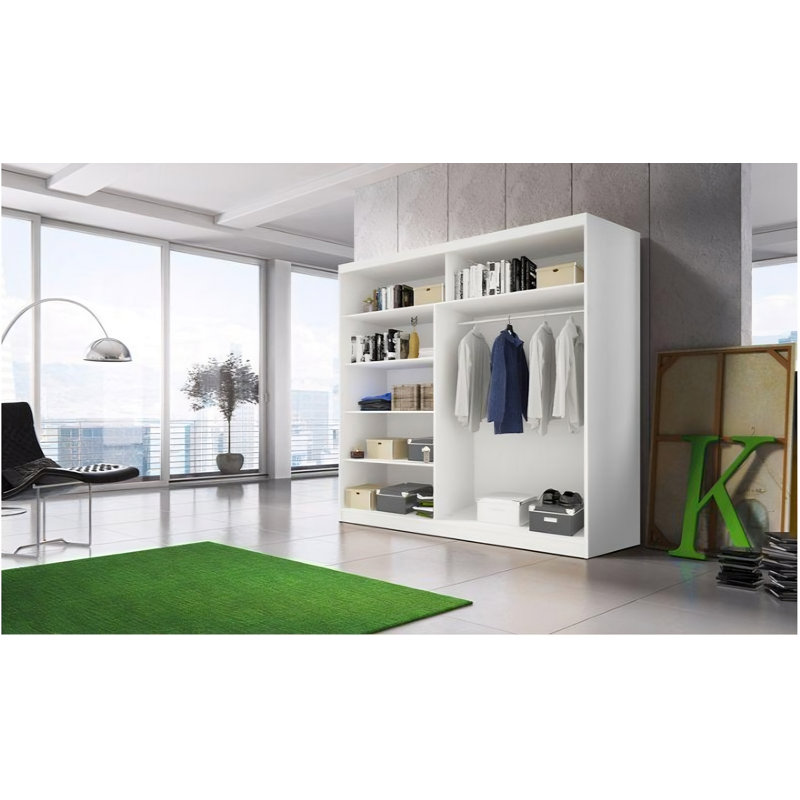 Gulledge 2 Door Manufactured Wood Wardrobe, Black, 218cm H x 203cm W x 61cm D