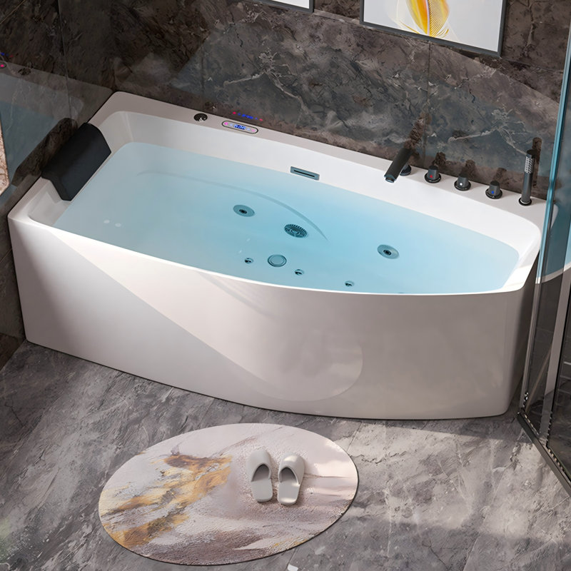 Baignoire de trempage profonde en angle 55,12 po x 28,35 po, 22.83" H x 28.35" W x 55.12" L