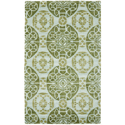Eaton Wyndham Hand Tufted Wool/Viscose Geometric Rug in Turquoise / Green
