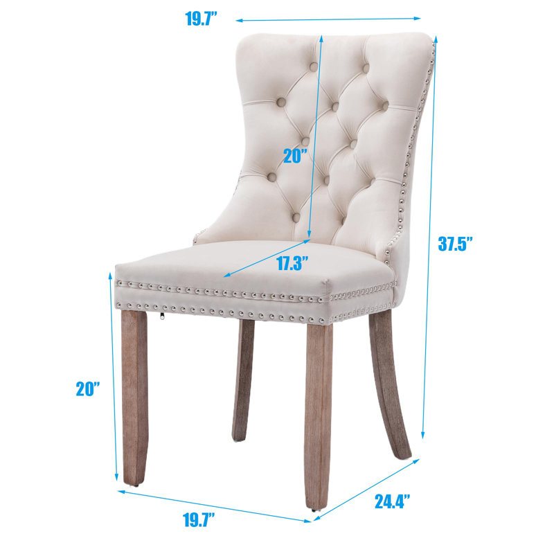 Velvet Dining Chairs, Upholstered High-end Tufted Dining Room Chair with Nailhead Back Ring, Brown, Blue