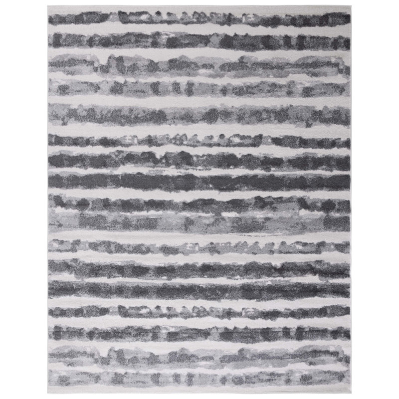 Bethlyn Striped Ivory/Charcoal Area Rug, Rectangle 9' x 12'