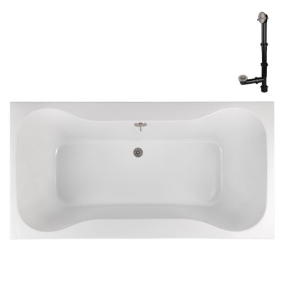 66'' x 34'' Acrylic Soaking Drop-In Bathtub, Drain Included