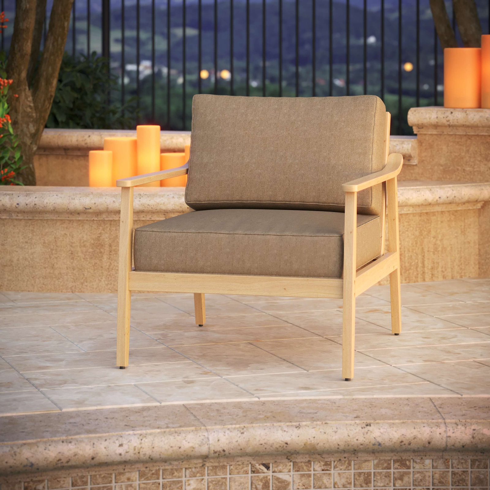 Lani 29" Sunbrella® Seat and Back Cushion, Spectrum Mushroom Sunbrella® Plainweave