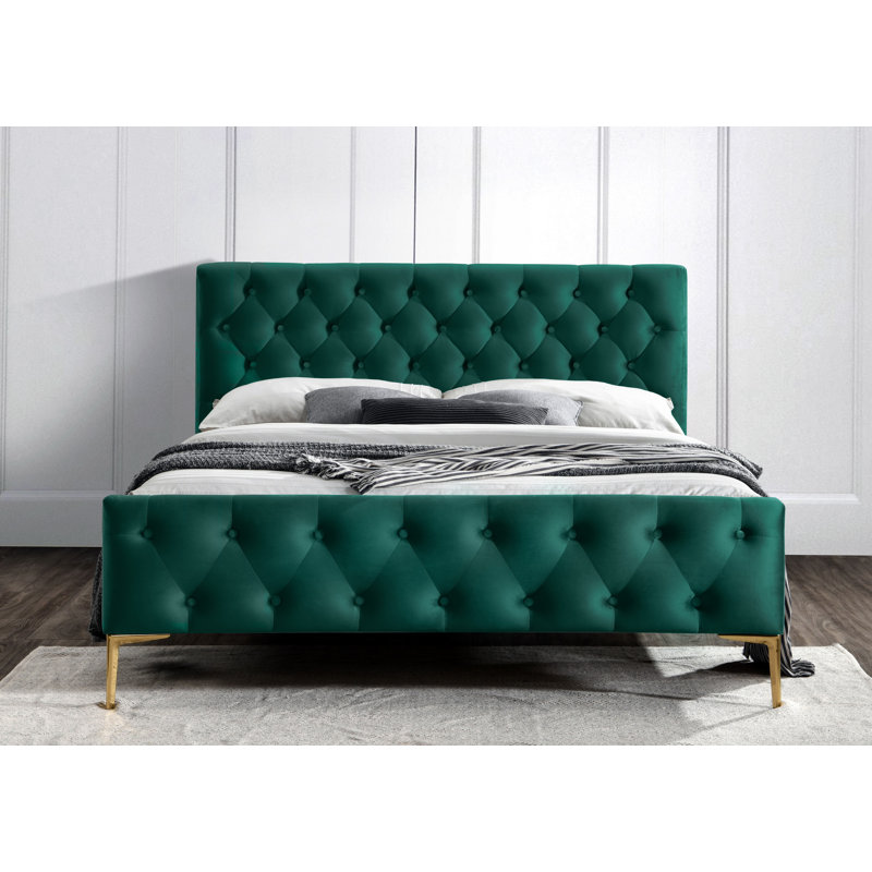 Will Upholstered Platform Bed, Green