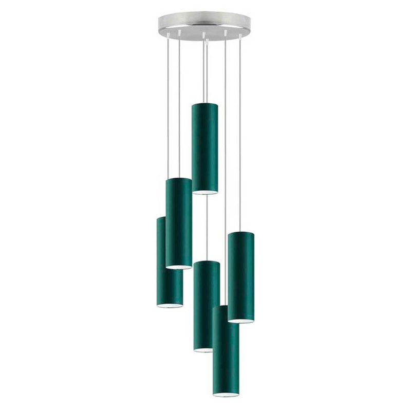 Denegal 6 - Light Cluster Pendant, Dark Green, Chrome