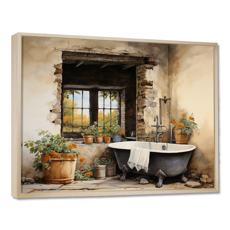 «Laundry Rustic Vibe I» - Art encadré, H 30 po x l 40 po x P 1,5 po, Cadre flottant érable