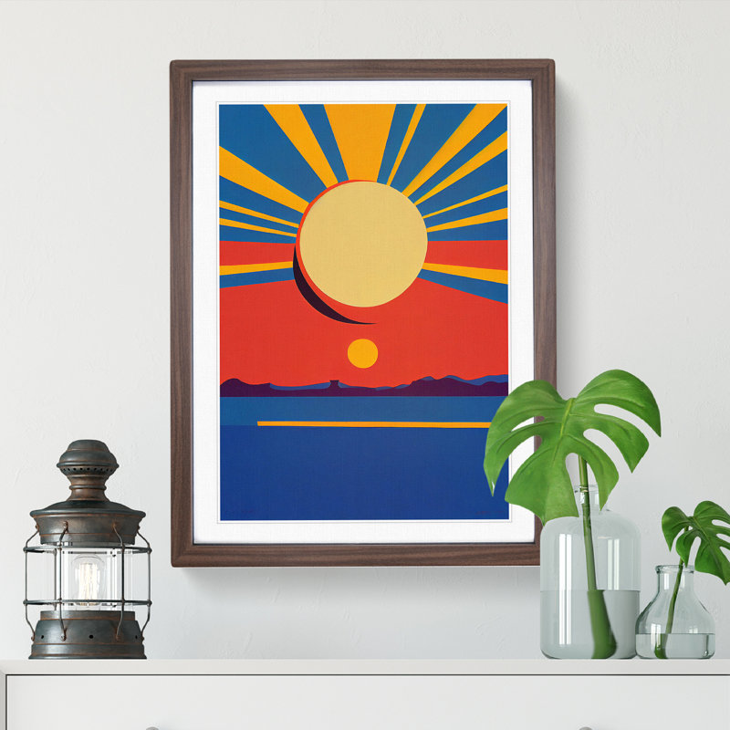 Majestic Abstract Sunset - Framed Print, 34cm H x 25cm W x 2cm D, Walnut