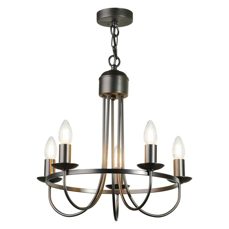 Northbridge 5-Light Hoop Industrial Style Modern Candle Candelabra Chandelier, Pewter