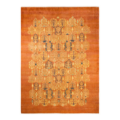 Virgel One-of-a-Kind 9' 0" X 12' 2" 2000s Wool Area Rug in Orange