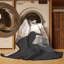 Tapis uni beige lavable à la machine Ozain Raven Crow-599940050