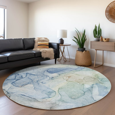 Premium Machine Washable Cerrito AMF512 Blue Rug