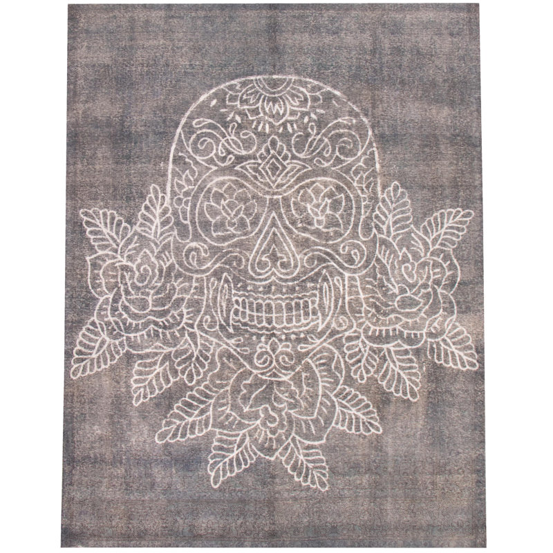 Tapis gris foncé en laine noué à la main 9 pi 8 po x 12 pi 5 po