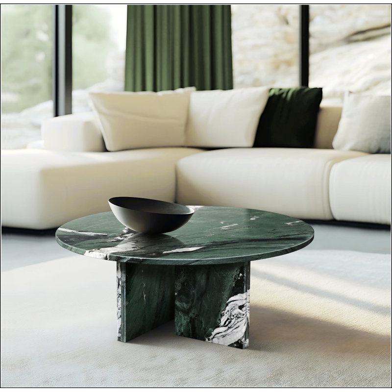 Table basse en marbre naturel vert, petite et élégante, parfaite pour les salons avec élégance en pierre véritable, Green