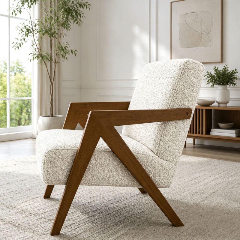 Fauteuil d'appoint moderne H 30 po, Crème
