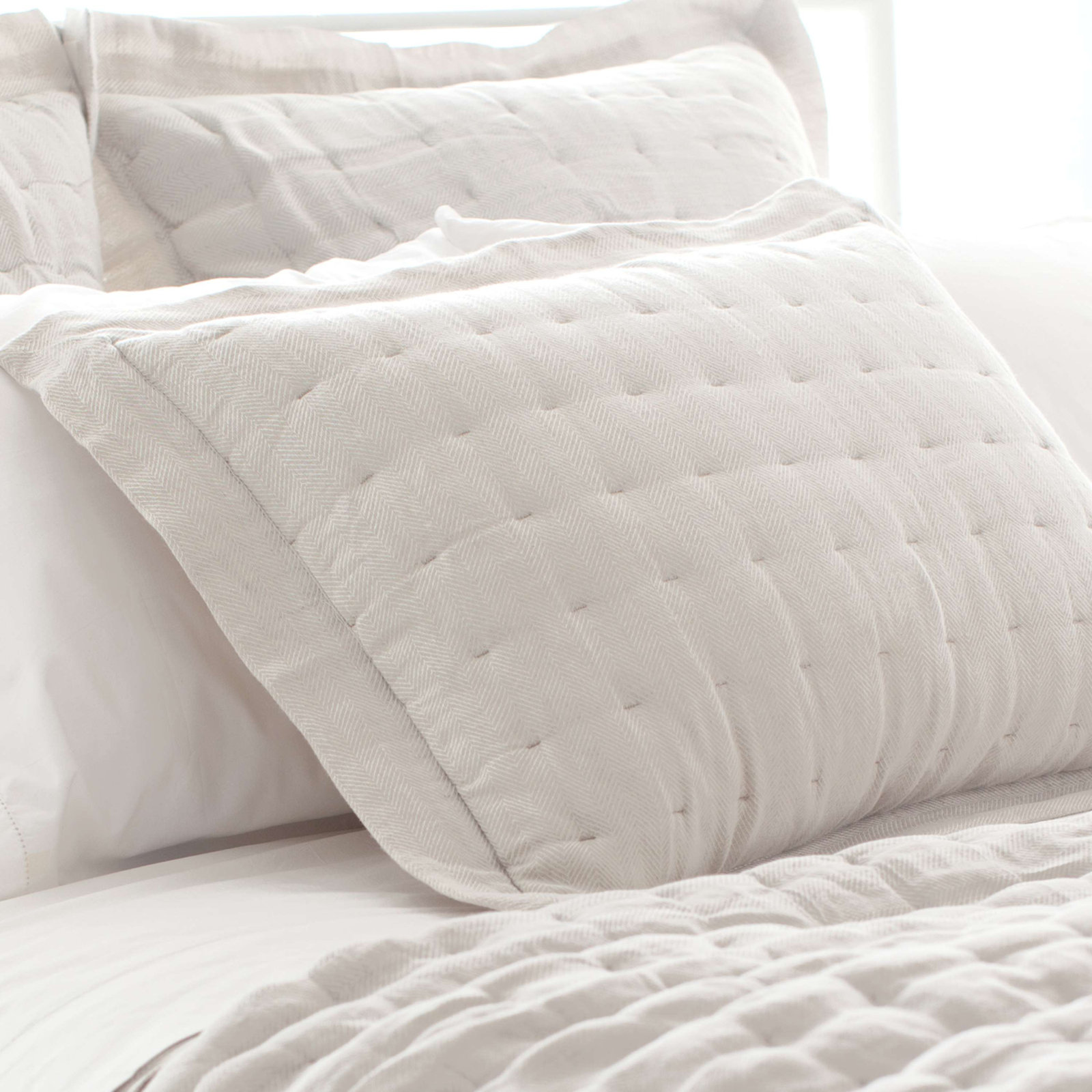 Brussels Quilted Sham, Euro, Natural
