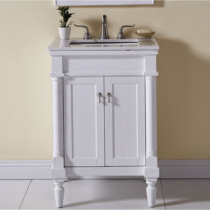 Ensemble de meuble-lavabo simple 24 po Lexington, Blanc antique, Blanc ivoire