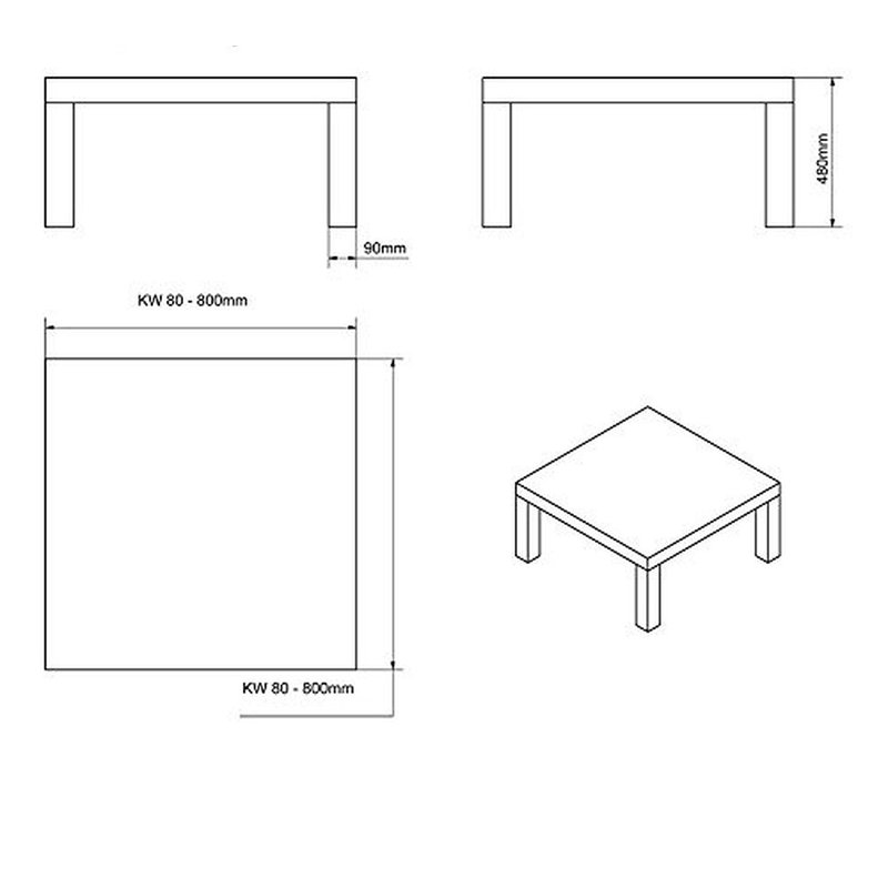 Falcone Four Leg Coffee Table, High-gloss white