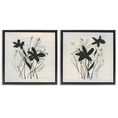  Ensemble de 2 toiles flottantes encadrées Contemporary Floral Sprigs par Susan Jill