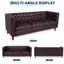 Canapé de 81 pouces moderne en cuir, canapé Chesterfield capitonné à boutons 3 places avec assise profonde, canapé en cuir de polyuréthane pour appartement et bureau-339092900