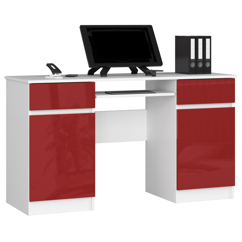 Eldrige Computer Desk, Red Gloss