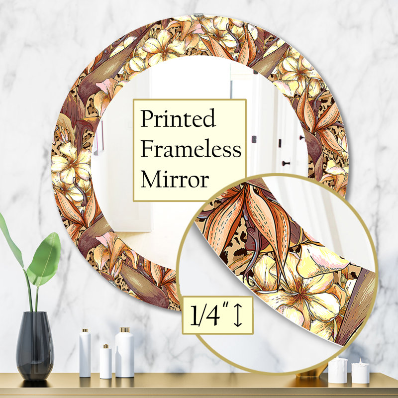Miroir mural Exotic Flowers, H 31,5 po x l po