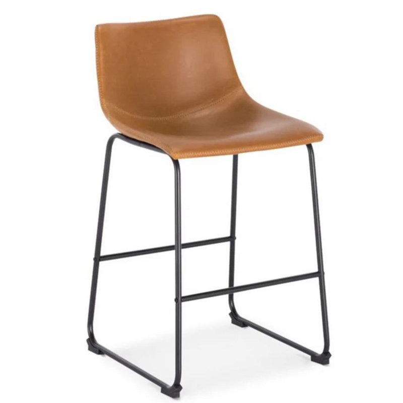 Tabouret en faux cuir Tenaris, Tabouret de comptoir (siège d'une hauteur de 26 p, Tanné